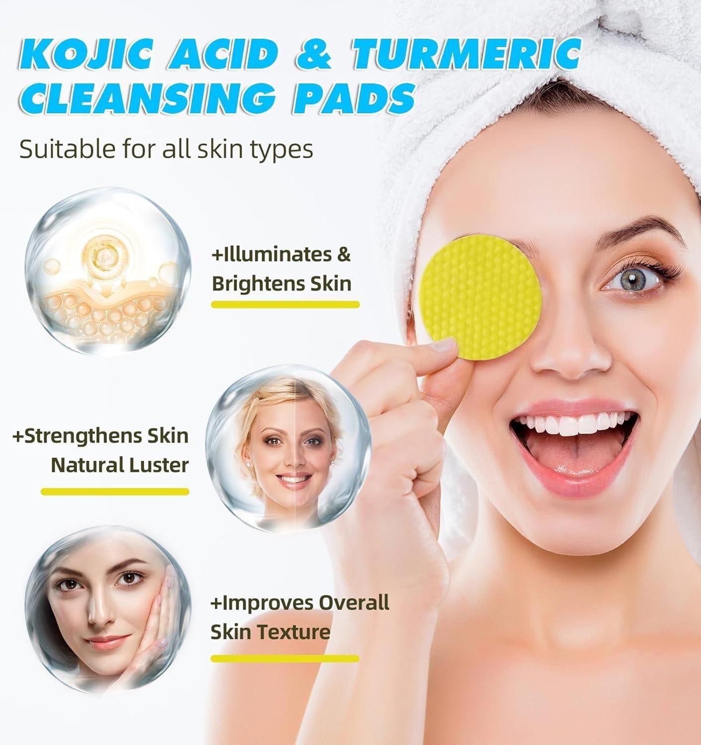 ✨ Turmeric Kojic Acid Cleansing Pads (60 Pads) ⚡